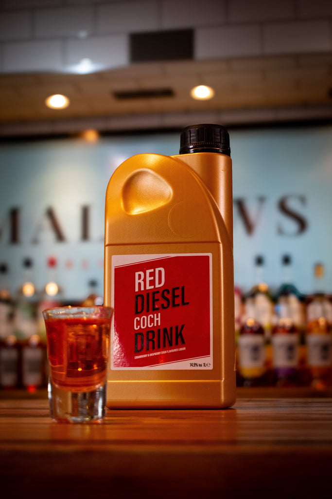 Red Diesel, Diesel Coch 100cl - Strawberry and Raspberry Sour Liquor - 14.9% ABV - Mallows Beverages